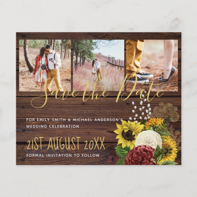 Burgundy and Sunflowers Themed Wedding Budget (Front)