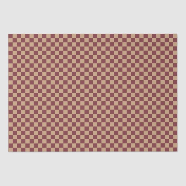 Burgundy And Tan Check Tissue Paper (Front)