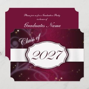Burgundy and White 2027 Graduation Party Invitation