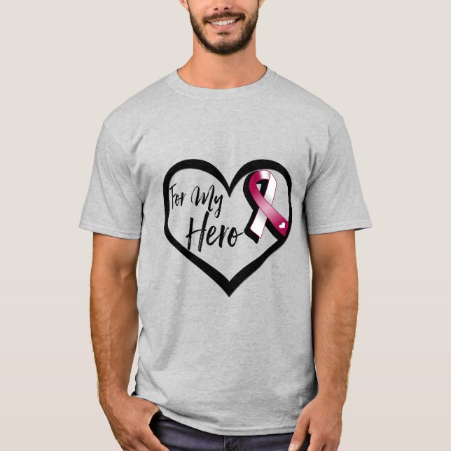 Burgundy and White Awareness Ribbon For My Hero T-Shirt (Front)