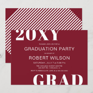 Burgundy and White Bold Typography Graduation Invitation