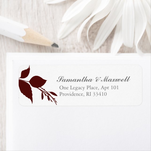 Burgundy and  White Botanical Return Address (Insitu)