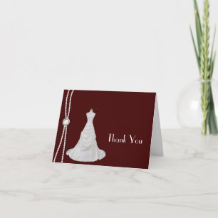Burgundy and White Bridal Shower Thank You Card