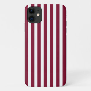 Burgundy and white candy stripes Case-Mate iPhone case