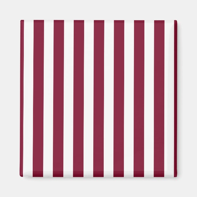 Burgundy and white candy stripes magnet (Front)