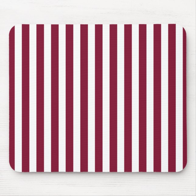 Burgundy and white candy stripes mouse pad (Front)