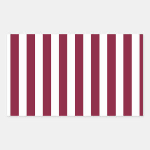 Burgundy and white candy stripes rectangular sticker