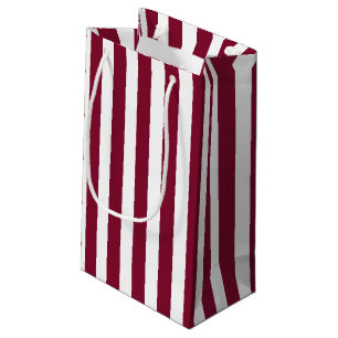 Burgundy and white candy stripes small gift bag