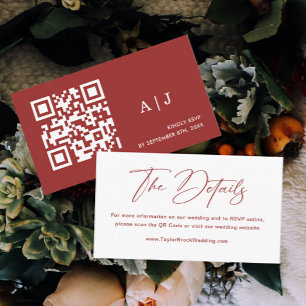 Burgundy and White Christmas Wedding Website Enclosure Card