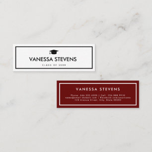 Burgundy and White Classic Graduation Calling Card