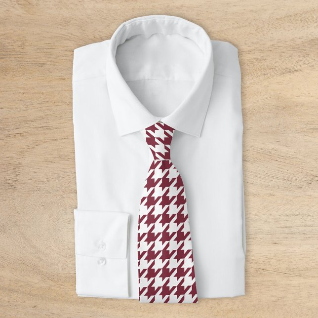 Burgundy and White Classic Houndstooth Tie (Creator Uploaded)