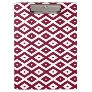 Burgundy and white diamond pattern clipboard
