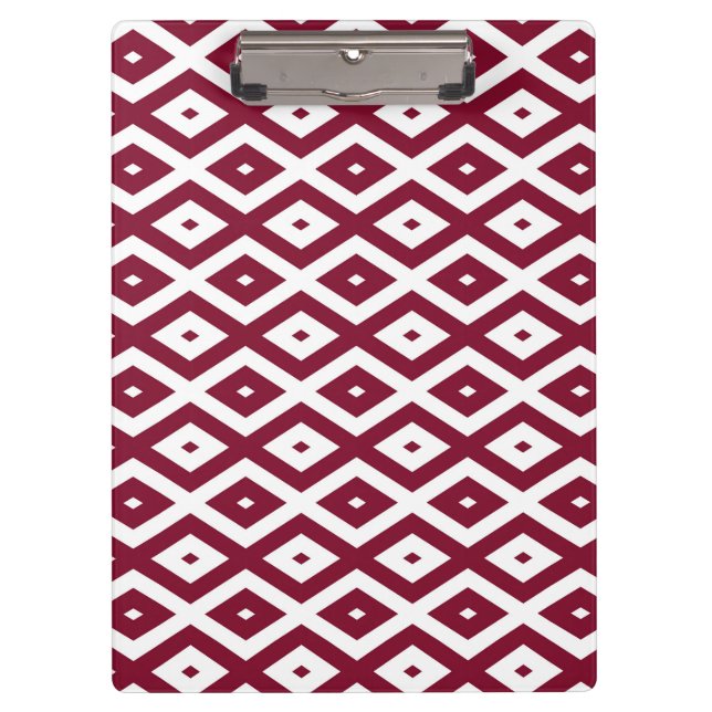Burgundy and white diamond pattern clipboard (Front)