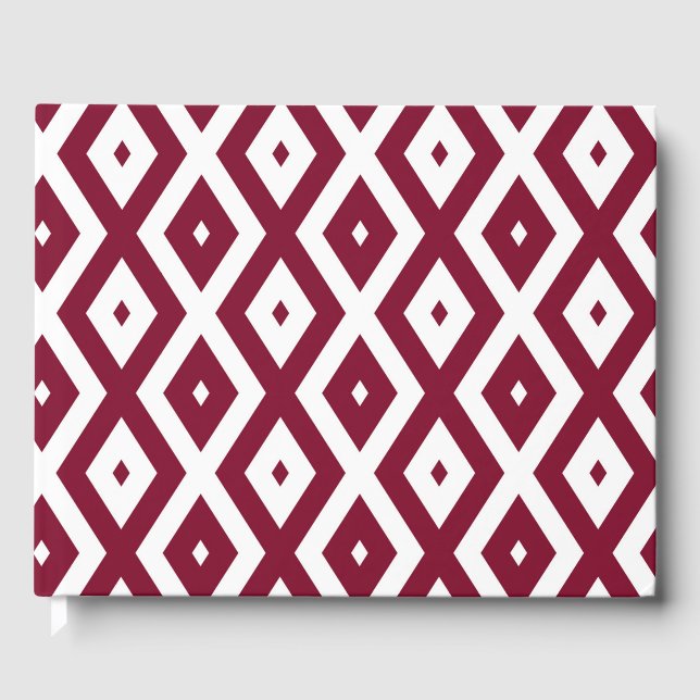 Burgundy and white diamond pattern guest book (Front)