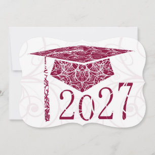 Burgundy and White Floral Cap 2027 Card