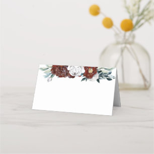 Burgundy and White Floral Vintage Wedding Place Card
