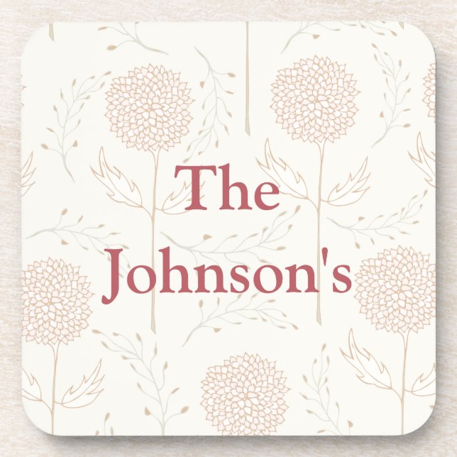 Burgundy and white flowers coaster (Front)