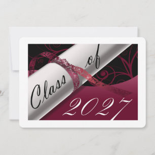 Burgundy and White Graduation Announcement