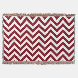 Burgundy and White Large Chevron ZigZag Pattern Throw Blanket