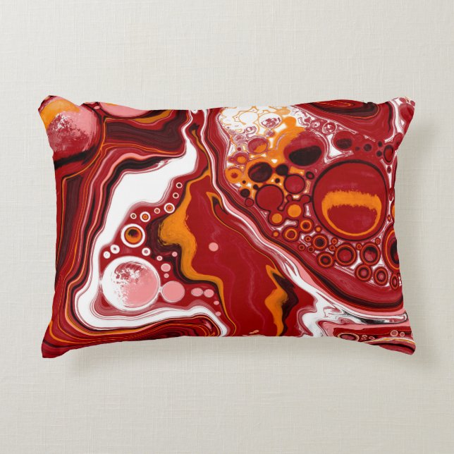 Burgundy and White Marble Fluid Art   Decorative Cushion (Front)