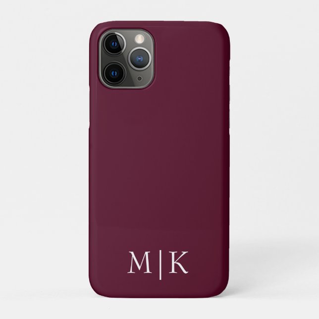 Burgundy and White | Modern Monogram Case-Mate iPhone Case (Back)