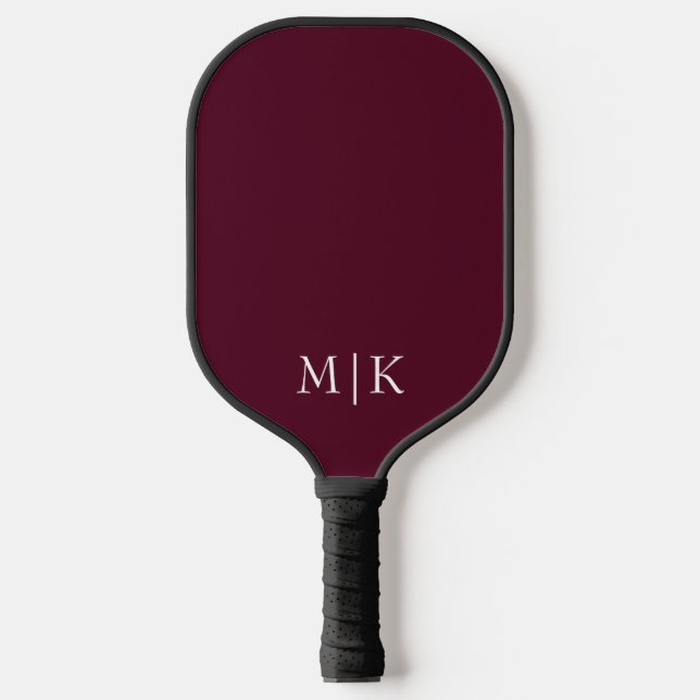 Burgundy and White | Modern Monogram Pickleball Paddle (Front)