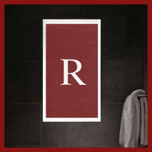 Burgundy and White Monogrammed Paper Guest Towel Napkin