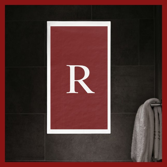 Burgundy and White Monogrammed Paper Guest Towel Napkin (Creator Uploaded)