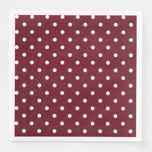 Burgundy and White Polka Dot Pattern Napkin