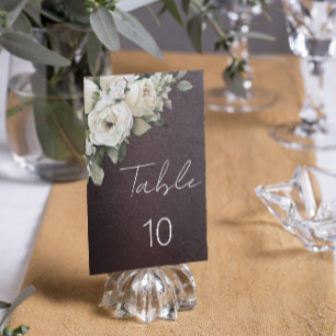 Burgundy and White Roses Vintage Boho Wedding Table Number