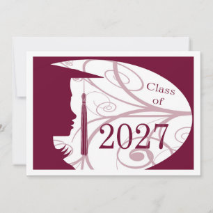 Burgundy and White Silhouette 2027 Card
