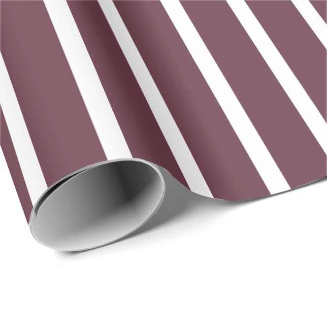 Burgundy and White Stripe Wrapping Paper (Roll Corner)
