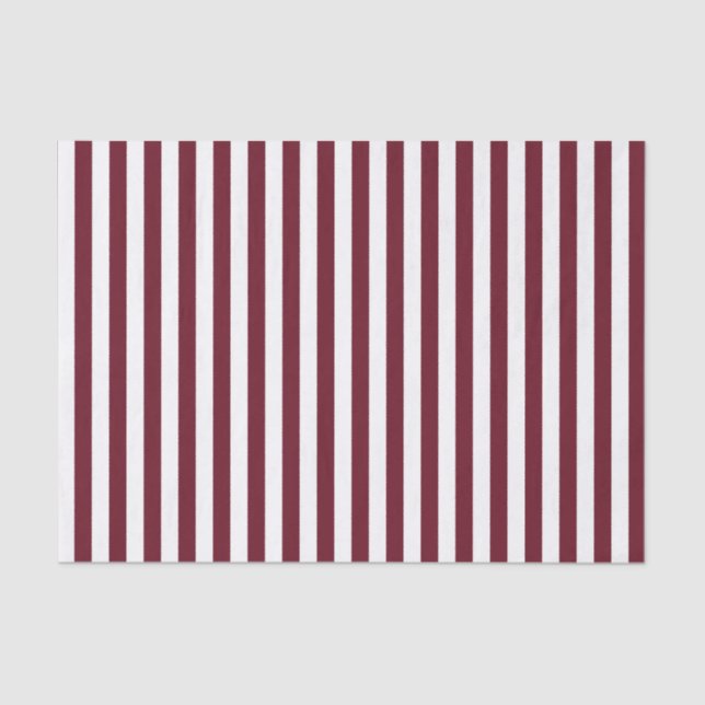 Burgundy and White Stripes Pattern Tissue Paper (Front)