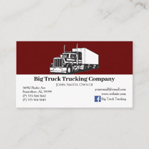 Burgundy and White Trucking Company Business Card