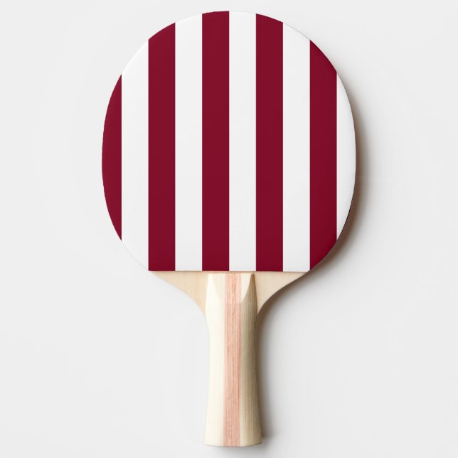 Burgundy and White Vertical Stripes Ping Pong Paddle (Front)