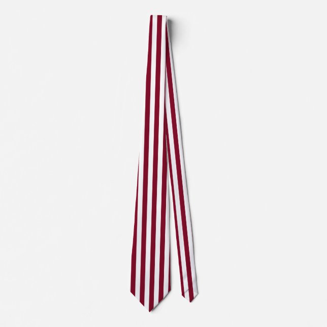 Burgundy and White Vertical Stripes Tie (Front)