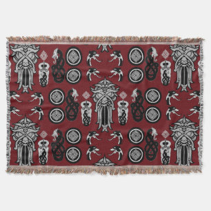 Burgundy Anglo Saxon Art Print Throw Blanket