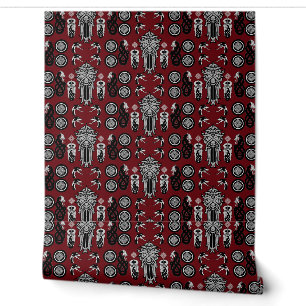 Burgundy Anglo Saxon Art Print Wallpaper