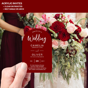 Burgundy Arch Acrylic Wedding Invites Modern Invitations