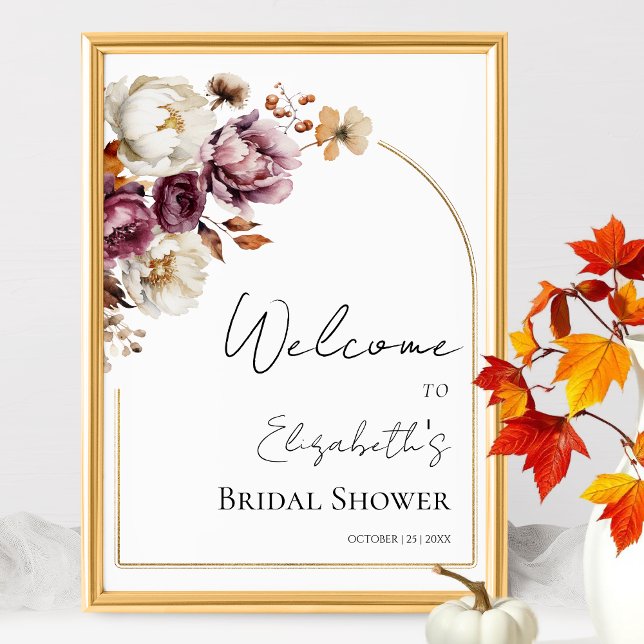 Burgundy Arch Fall Bridal Shower Welcome Sign (Creator Uploaded)