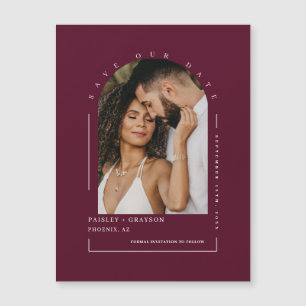 Burgundy Arch Photo Save Our Date Magnetic Card