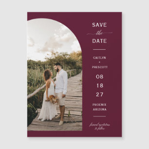 Burgundy Arch Photo Save the Date Magnetic Card