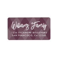 Burgundy Argyle White Script Return Address