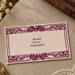 Burgundy Art Nouveau Floral  Business Card