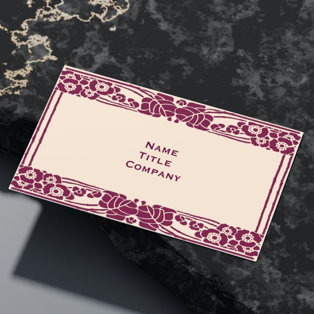 Burgundy Art Nouveau Floral Business Card (Creator Uploaded)