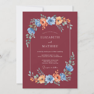Burgundy Artistic Fall Wedding Invitation