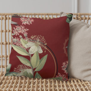 Burgundy Artistic Floral Design Cushion