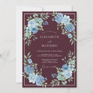 Burgundy Atmospheric Winter Wedding Invitation