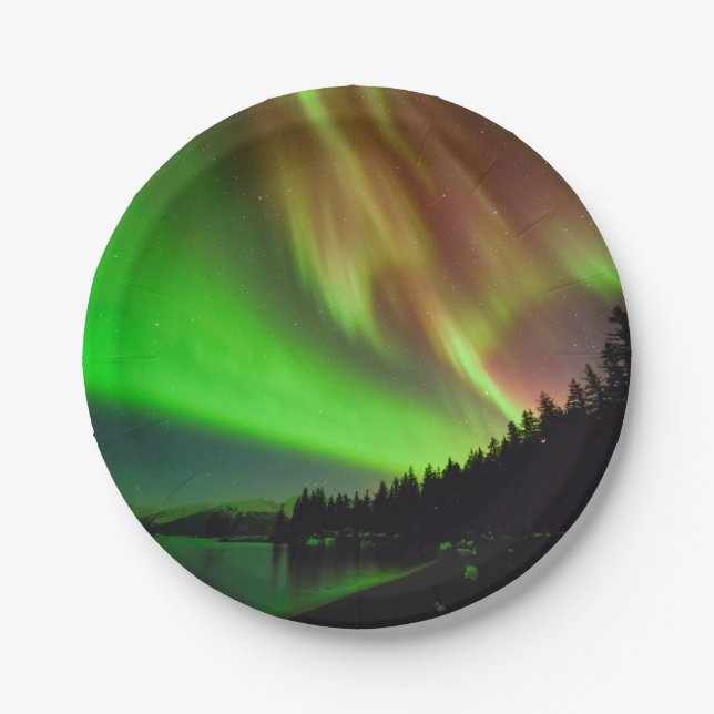 Burgundy Aurora Paper Plate (Front)