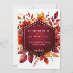 Burgundy Autumn Bloom Wedding Invitation